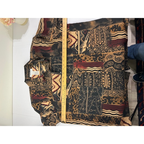 NWT‎ STUDIO I Women's Size 18 Patchwork Print Long Sleeve Button Up Shirt Top - Picture 8 of 13